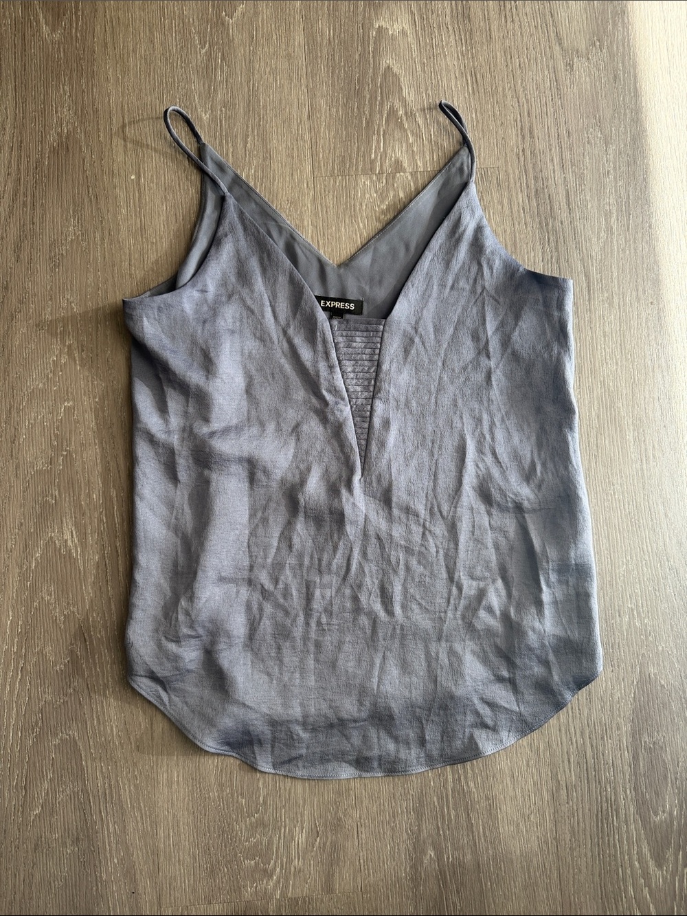 Express Women's blue/purple- Gray V-Neck Slip Cami with sheen